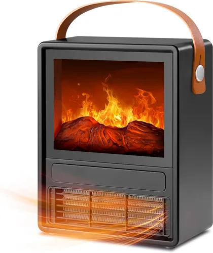 FLAME&SHADE - Calentador de Chimenea Eléctrico Portátil para Uso en Interiores, Calentadores de Chimenea con Llama LED 3D, Protección Contra