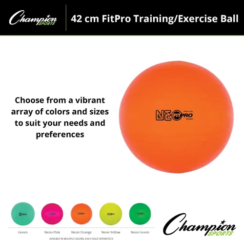 Miniatura 5 de Champion Sports Ejercicio, estabilidad, pelota de equilibrio, 16.5 in, color verde, calidad premium, pelotas medicinales resistentes a los golpes