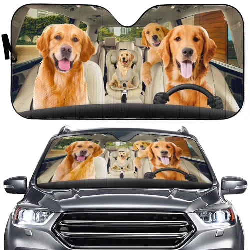 Parasol para automóvil, protector de pantalla de color dorado, protector universal para automóvil, SUV, camión, rayos UV