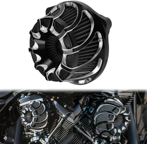 Kit de entrada de aire limpiador de aire CNC para motocicletas con turbina, filtro de aire para Harley Sportster XL Touring Softail Dyna (Negro, D