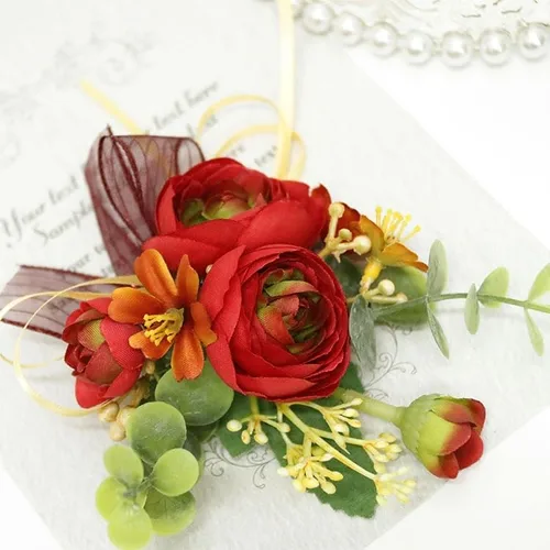 Flores artificiales naranjas de flores de muñeca de rosa, accesorios de novia para boda, ramillete de dama de honor (color : 05 flor de muñeca)