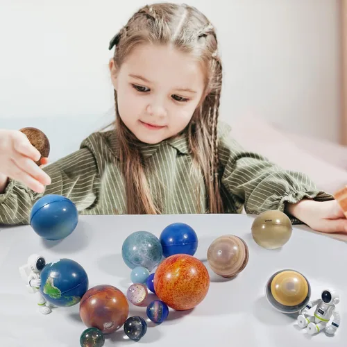 Miniatura 8 de Juguetes de planetas del sistema solar para niños, juguetes sensoriales educativos STEM para niños autistas, no tóxicos, bola de limo de astronauta