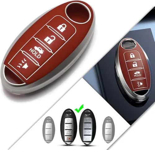 Miniatura 11 de Xotic Tech - Funda de TPU plateada con 4 botones impresos, compatible con Nissan Sentra Versa Armada Leaf Titan Altima GT-R 370Z Maxima Infiniti Q50
