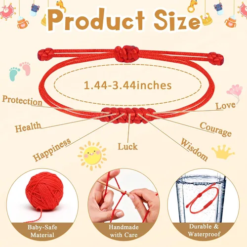 Miniatura 6 de DAYANEY Pulsera roja para mujer, pulsera de cuerda roja para protección como relleno de calcetines de Navidad, joyas a juego para parejas, regalos