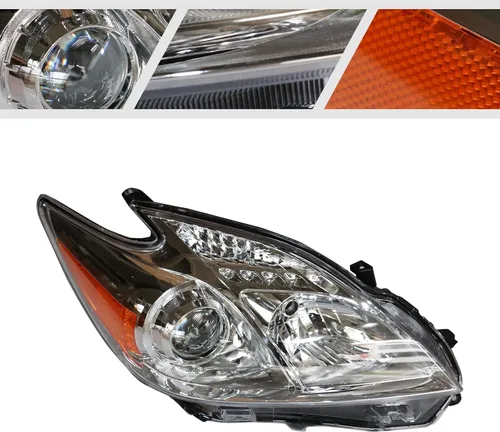 Miniatura 4 de Conjunto de faros delanteros para Toyota Prius 2012-2015 Halógeno Faro derecho de reemplazo del lado del pasajero, lente transparente de carcasa