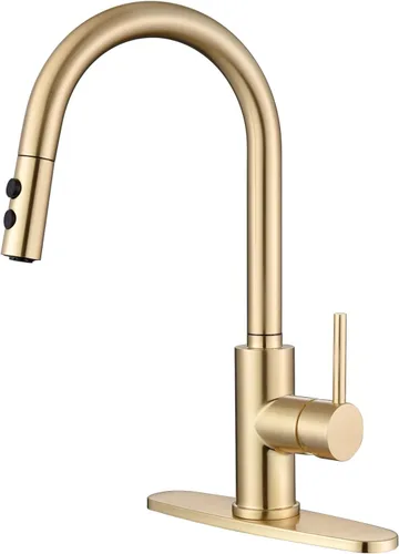 Miniatura 9 de RULIA Grifo de cocina, Grifo del fregadero de la cocina, Grifo del fregadero, Grifos de cocina extraíbles, Grifo de cocina de bar, Latón cepillado