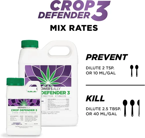 Miniatura 8 de Grower's Ally Crop Defender 3 Concentrado – Miticida natural, insecticida, control fungicida para plantas – Aerosol eliminador seguro para jardín