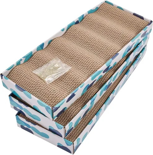 PEEKAB Rascador de cartón reversible para gatos, almohadilla para rascar para gatos, cartón corrugado, incluye hierba gatera