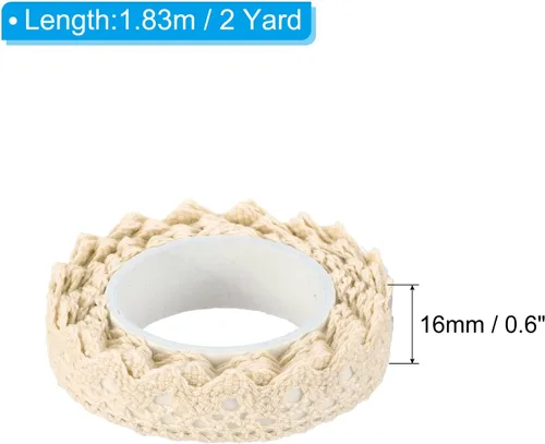 Miniatura 2 de PATIKIL 1.5 cm de ancho 1.8 m de cinta adhesiva autoadhesiva de encaje, paquete de 3 cintas de algodón Washi, decorativas para manualidades, álbumes