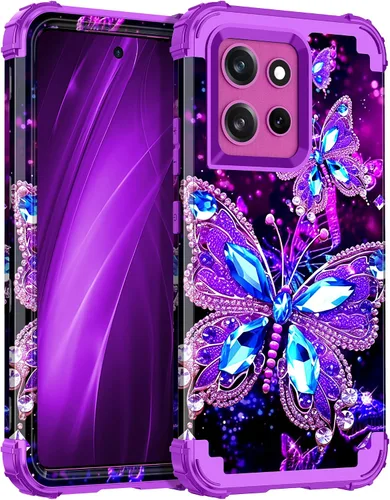 Miniatura 18 de Miqala Funda para Moto G Play 5G 2024, que brilla en la oscuridad, tres capas, resistente, a prueba de golpes, protección de cuerpo completo