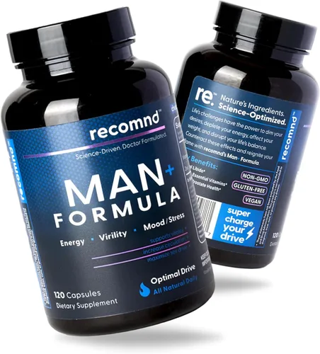 Nutrición - Fórmula Man+, apoyo energético, suplementos de apoyo muscular para hombres con vitamina E, palma enana americana, ginseng rojo coreano y