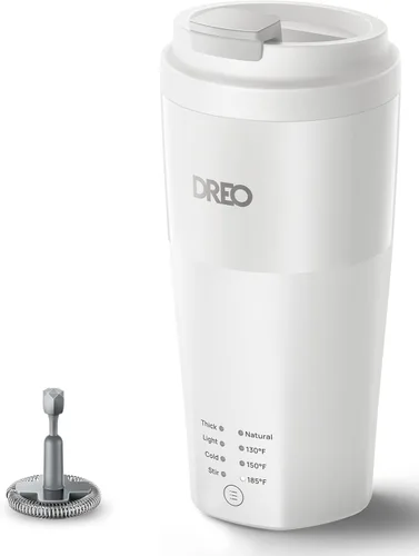 Miniatura 10 de DREO Espumador de leche, espumador eléctrico 4 en 1 para café, máquina de espuma fría y caliente para capuchino, blanco plano, café con leche
