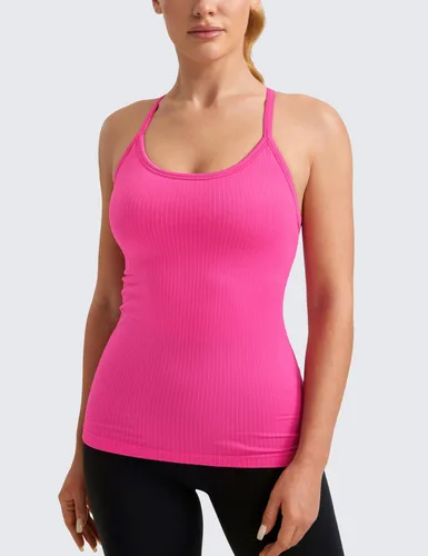 Miniatura 2 de CRZ YOGA - Camisetas deportivas para mujer, sin mangas, sin costuras, con espalda cruzada y brasier incorporado, camisetas para entrenamiento