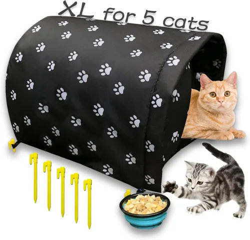 Miniatura 7 de Refugio para Gatos Tamaño L Grande para 3 Gatos Adultos al Aire Libre, Casa para Gatos Ferales para Invierno, Impermeable y Cálida Casa para Gatos