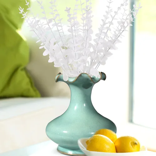 Miniatura 9 de Cabilock 20 tallos de hojas de eucalipto artificiales para decoración de bodas, ramas verdes artificiales para arreglos florales y decoración