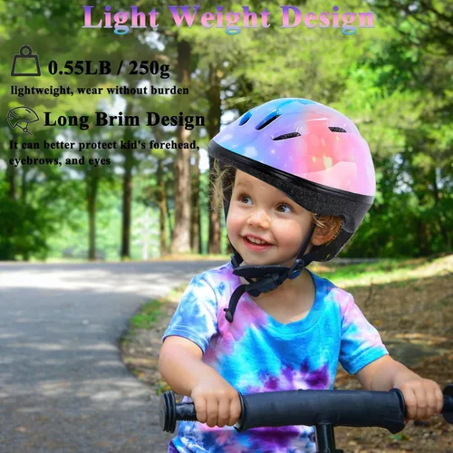 Miniatura 7 de Casco de bicicleta para niños de 3 a 8 años, casco ajustable para niños y niñas, casco ajustable con rodilleras, coderas, muñequeras