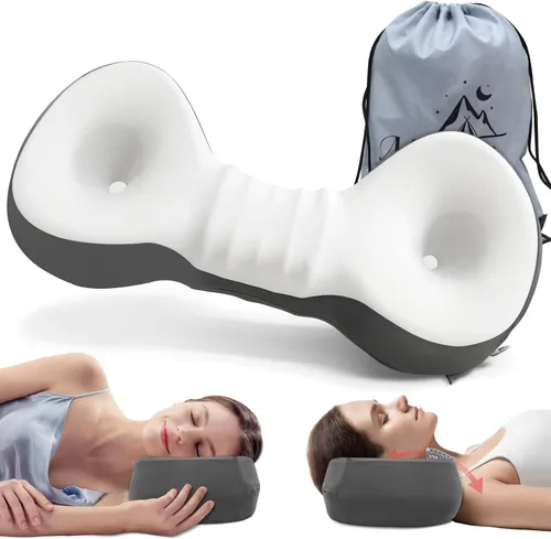 Miniatura 10 de Almohada de apoyo para el cuello, almohada cervical de espuma viscoelástica, dispositivo de tracción cervical, almohada cervical para dormir