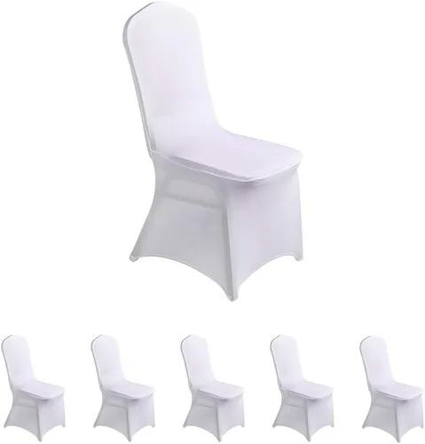 Miniatura 19 de LZY 6 piezas Fundas de Silla de Spandex Elásticas Fundas Deslizables para Fiestas de Boda, Fundas de Decoración de Sillas de Comedor y Banquete Negro