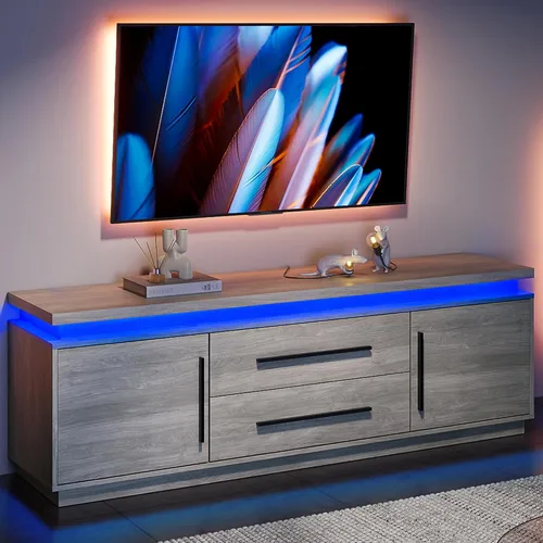 Miniatura 9 de BELLEZE Soporte de TV de 67" para TV de hasta 75", Centro de Entretenimiento Moderno con Luces LED que Cambian al Ritmo de la Música, Mesa Consola