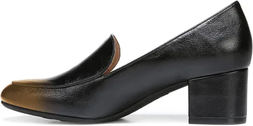 Miniatura 2 de FOWT Mocasines clásicos negros o dos tonos con corte en V lateral para mujer, punta redonda, tacón grueso medio, estilo simple, zapatos unisex