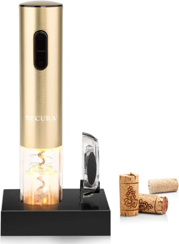 Miniatura 12 de Secura Abridor de vino eléctrico, sacacorchos eléctrico automático de botellas de vino con cortador de papel de aluminio, recargable (oro rosa)