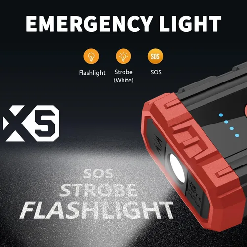 Miniatura 8 de X5 1000A Jump Starter Paquete de refuerzo de batería de litio de 12 V, caja de salto portátil, banco de energía y cables de puente para motores