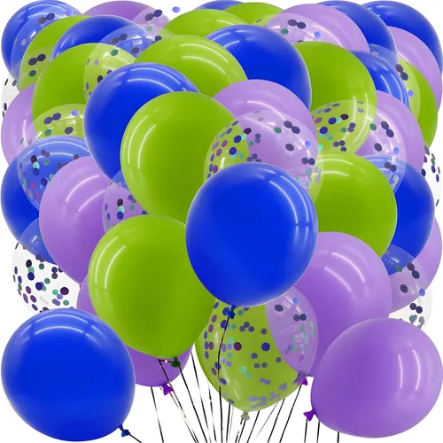 Miniatura 14 de Globos verdes con globos de confeti, globos de látex de 12 pulgadas, 80 piezas para decoración de bodas, cumpleaños, baby shower, fiestas