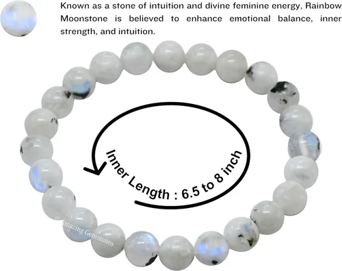 Miniatura 787 de Amazing Gemstone Pulsera de cristal para mujeres y hombres, pulsera de cristal curativo de protección, pulsera elástica con cuentas de piedras