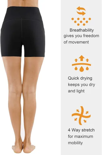 Miniatura 5 de The Gym People - Pantalones cortos de yoga para mujer, con cintura alta, control de abdomen y bolsillos profundos, para gimnasia, entrenamiento