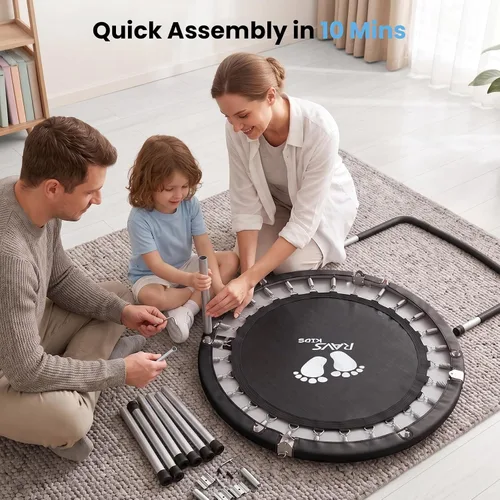 Miniatura 6 de RAVS 36" Toddler Trampoline for Kids Ages 1-6 with Thick Safety Pad Adjustable Foam Handle Easy Assembly Foldable Mini Kids Rebounder Baby