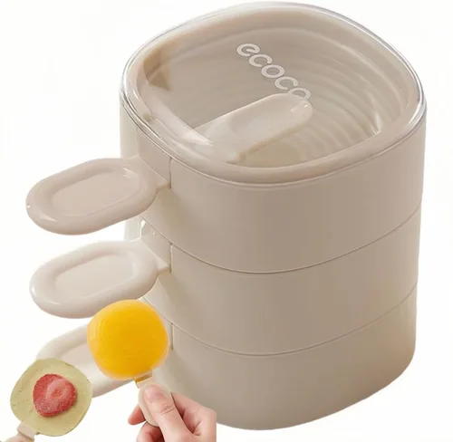 AuraGlor Juego de 3 moldes para paletas con palillos, 3 piezas de silicona para hacer helados, moldes de helado congelados, accesorios de cocina,