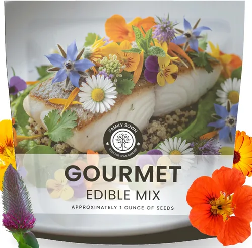 Miniatura 9 de Mezcla Gourmet Comestible – 1,000 semillas premium para plantar – Flores culinarias frescas y hierbas – Temporada 2026 – Bolsa de 5 gramos