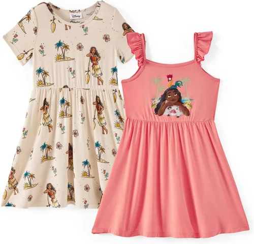 Miniatura 9 de Disney Vestidos de princesa Frozen Stitch Minnie para niña, paquete de 2 unidades, manga corta con volantes, suave de viscosa de bambú, traje
