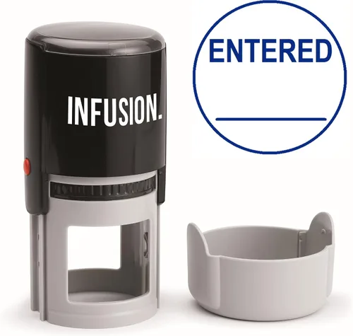 Miniatura 4 de Infusion Sello de goma autoentintado redondo con texto personalizado (1-5/8 pulgadas de diámetro), hasta 3 líneas de texto y borde