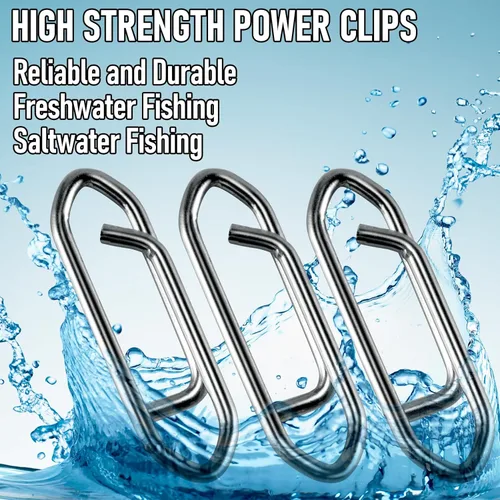 Miniatura 5 de Alwonder Paquete de 50 Clips de Velocidad de Potencia para Pesca, Clips de Velocidad de Acero Inoxidable de Alta Resistencia para Cambio Rápido