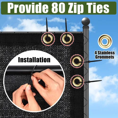 Miniatura 3 de Malla de Privacidad para Exteriores Negra de 6 Pies x 50 Pies, Cerca y Red de Sombra con Cubierta, Ideal para Jardín y Patio Trasero - Mejora