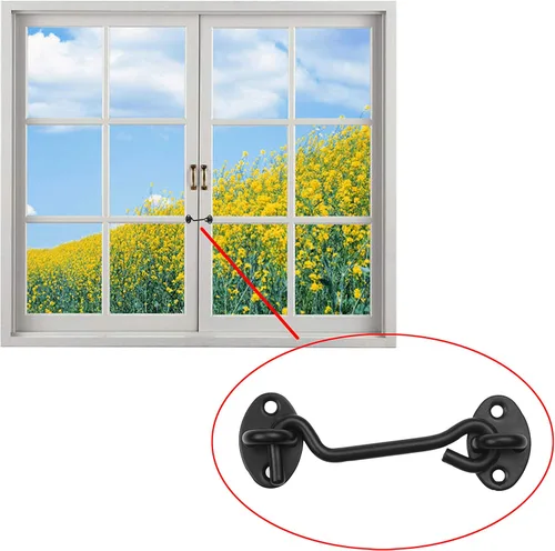 Miniatura 4 de Kare & Kind Gancho y ojo pestillo (10 cm) - con tornillos de montaje - Cerraduras resistentes para puerta, portones, graneros, baños, cabañas