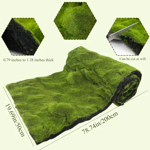 Miniatura 2 de FAICOIA Alfombra de musgo falso, rollo de musgo verde para jardines de hadas, césped, boda, bosque, decoración de mesa, musgo artificial