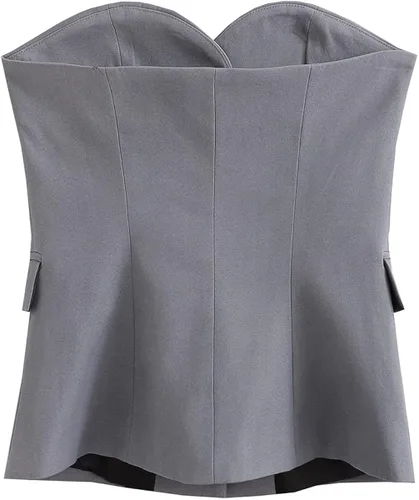 Miniatura 2 de Lerzykoy - Chaleco de traje sin tirantes para mujer, con botones frontales, chaleco formal con bolsillos