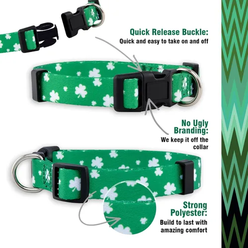 Miniatura 4 de Collar para perro de San Patricio de Native Pup - Collares para mascotas de trébol de San Patricio verde - San Patricio irlandés de la suerte - St.