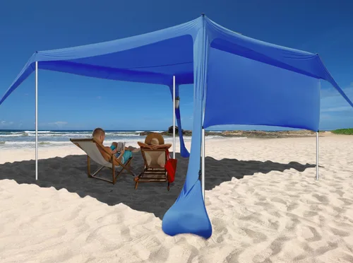 Miniatura 7 de Beach Canopy Tent Shade with Sidewalls 10x10FT, 6.6FT Tall, UPF50+ Sun Shelter, Windproof & Water Resistant, Includes Guylines Sand Shovel Stability
