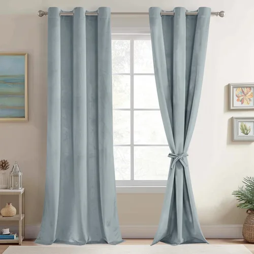 Miniatura 77 de JIUZHEN - Cortinas de terciopelo gris de 63 pulgadas opacas para sala de estar - Cortinas gruesas de terciopelo con ojales para ventana