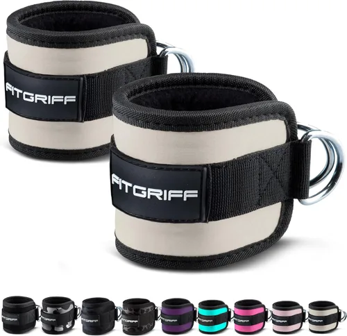 Miniatura 14 de Fitgriff® Correas de tobillo V1 para máquina de cable (2 piezas) - Equipo de entrenamiento para gimnasio - Accesorio de polea para piernas, correas