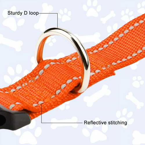 Miniatura 3 de FunTags Collar reflectante para perros, collares de nailon resistentes para perros pequeños machos y hembras, collar ajustable para perros