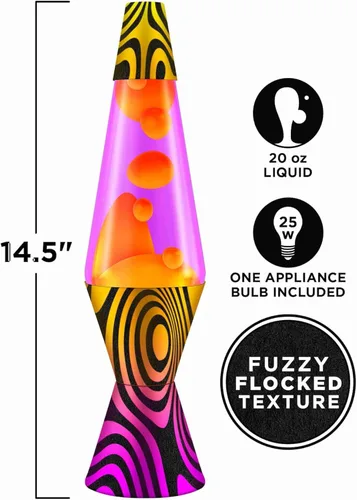Miniatura 2 de Lava Lámpara – 14.5'' Groovy Gradient Flocado Base – La Luz de Movimiento Original – Cera Amarilla y Líquido Púrpura – Artículo #2015