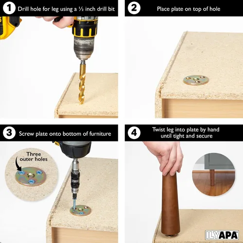 Miniatura 4 de Ilyapa Pies de madera para muebles, juego de 4 muebles cónicos de repuesto de madera negra de 6 pulgadas, patas de mesa auxiliar para sofás, sillas