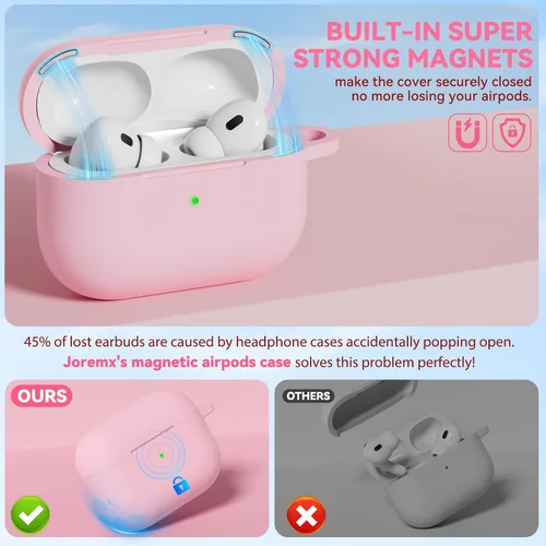 Miniatura 2 de Funda para AirPods Pro 2 con bonito llavero y bolígrafo de limpieza, funda de silicona suave para AirPods Pro de 2ª/1ª generación para mujeres