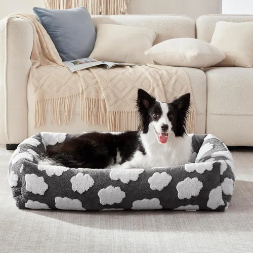 JOEJOY Cama mediana para perros de tamaño mediano, cama ortopédica rectangular lavable para mascotas con funda de cremallera extraíble, bonita cama