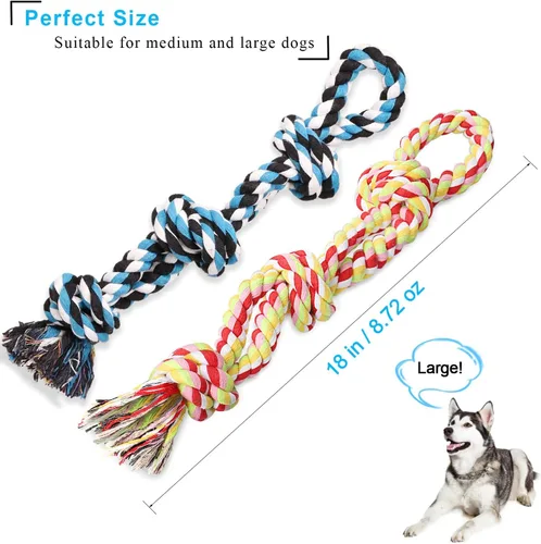 Miniatura 2 de UPSKY Juguetes de cuerda para perros 2 juguetes casi indestructibles para perros de raza mediana a grande, juguete de masticación/tracción dental