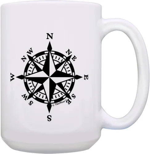 Regalos de crucero, brújula náutica, brújula de senderismo, taza de café, regalos de aventura, regalo de viajeros, regalo al aire libre, taza de